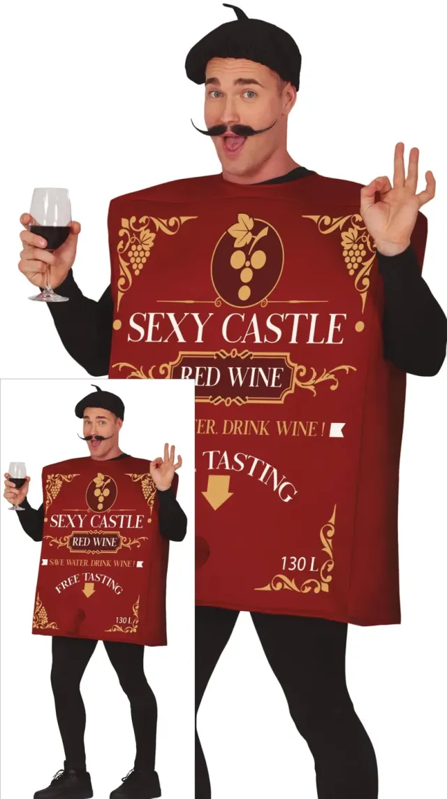 Guirca Scatola Vino Rosso costume uomo taglia 52-54 divertente
