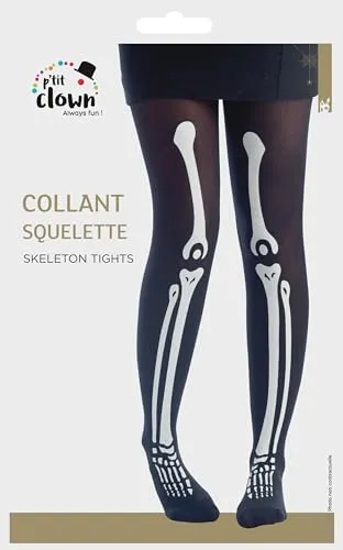 P'tit Clown Collant Nero Scheletro Donna Nylon