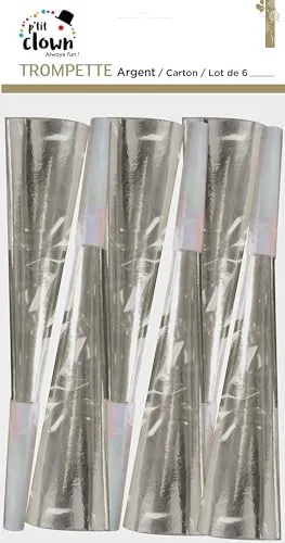 P'tit Clown trombe cartone 19 cm festa 6 pezzi multicolore