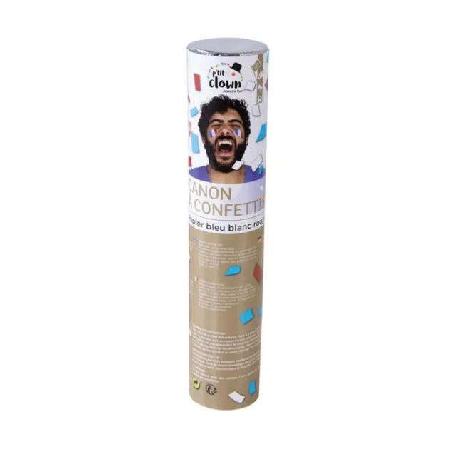 P'tit Clown cannone coriandoli carta blu bianco rosso 20 cm