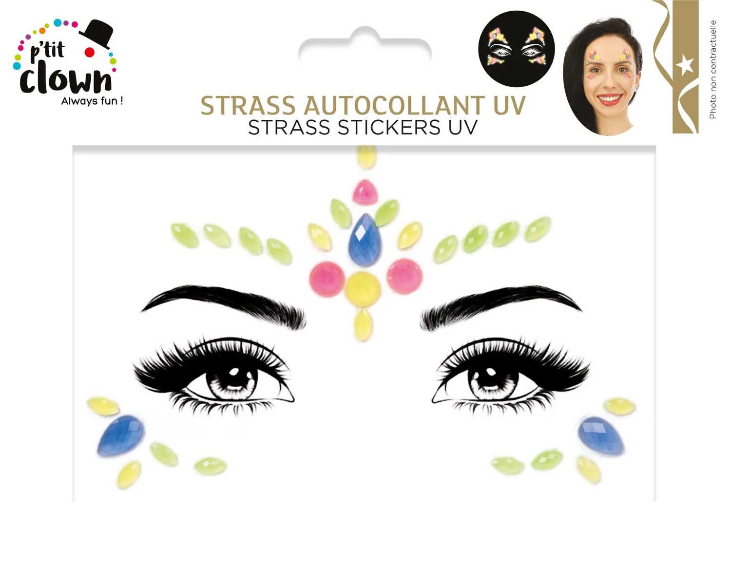P'tit Clown 23871 Strass Viso Adesivi UV