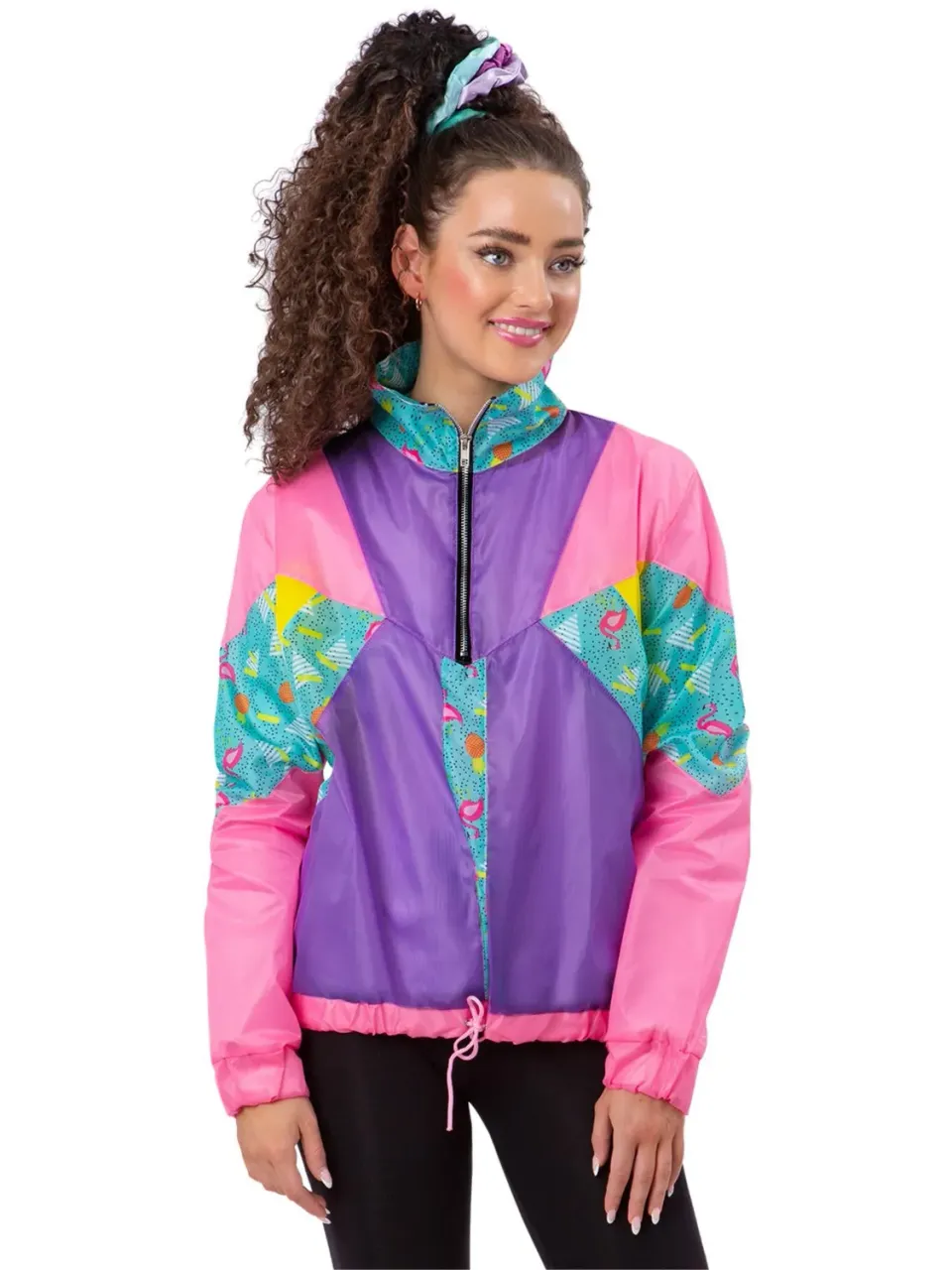 Smiffys 80s Pastel giacca windbreaker donna colorblock anni 80