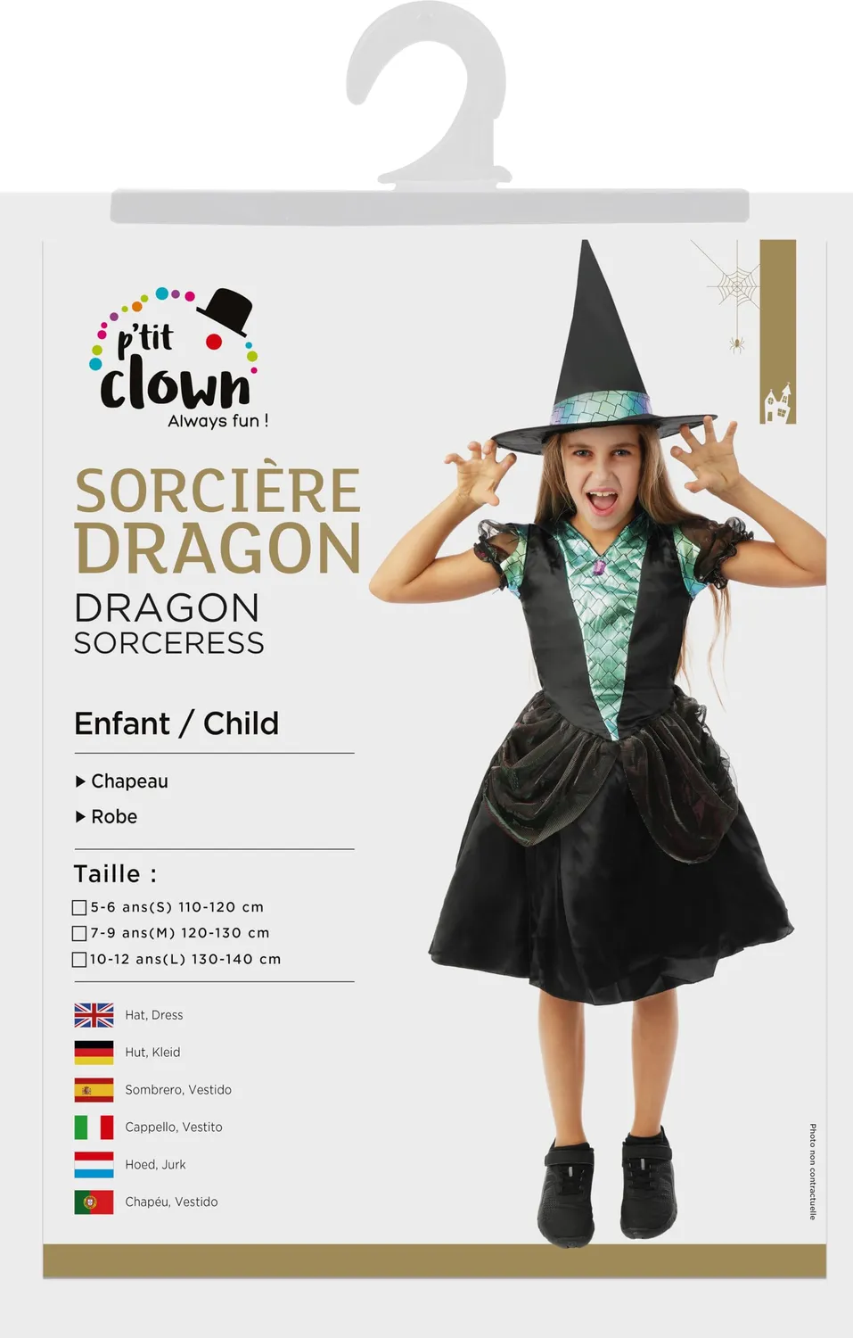 P'tit Clown 23102 Strega Drago costume bambino 5-6 anni