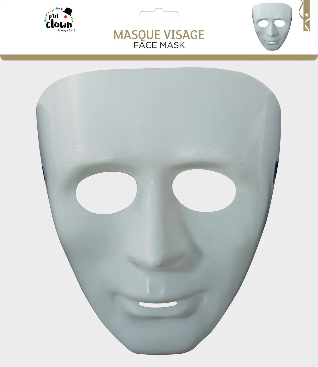 P'tit Clown RE14252 maschera rigida adulto bianca