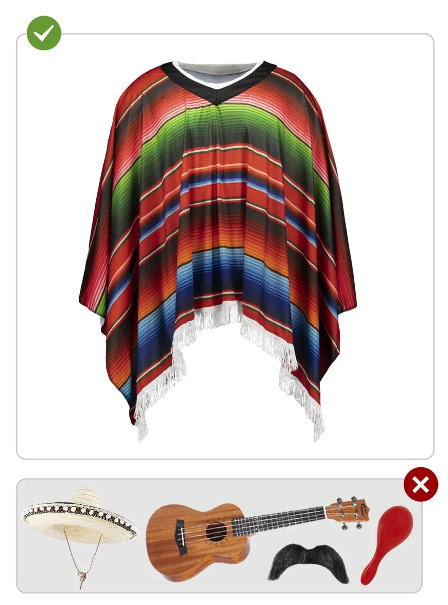 Funidelia Messico Poncho Uomo Marrone Accessorio