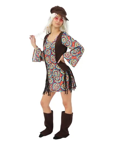 P'tit Clown Costume Hippie Uomo Anni 70 L-XL Carnevale