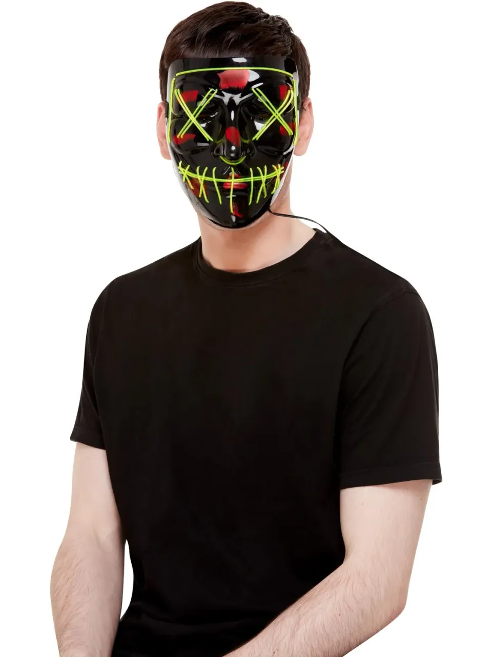 Smiffys Stitch Face Mask maschera luminosa verde neon