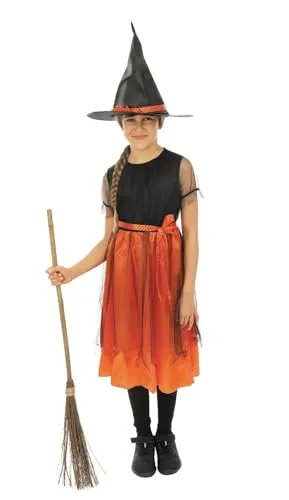 P'tit Clown re77028 costume strega bambina arancione 10/12 anni