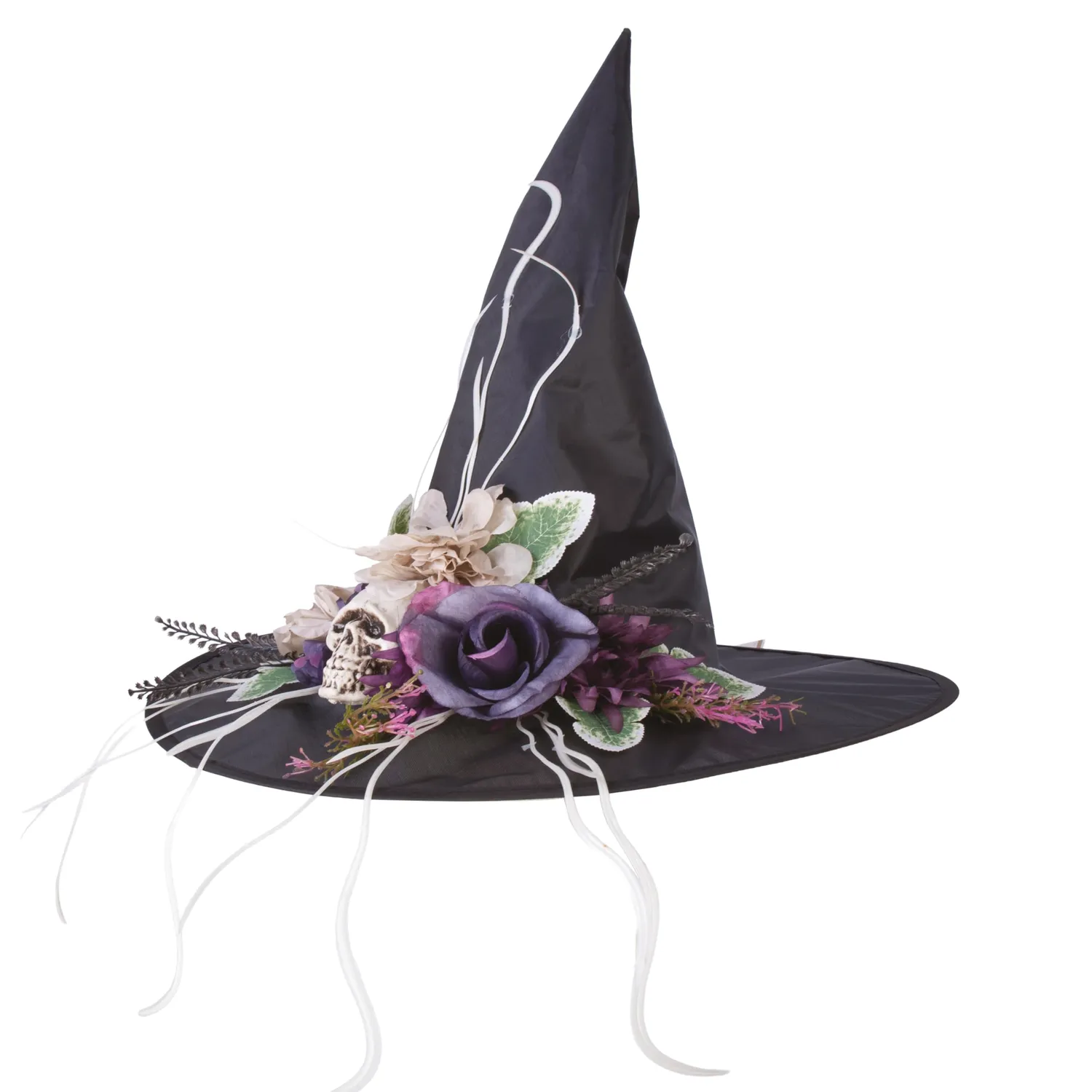 P'tit Clown cappello strega Halloween adulto floreale nero