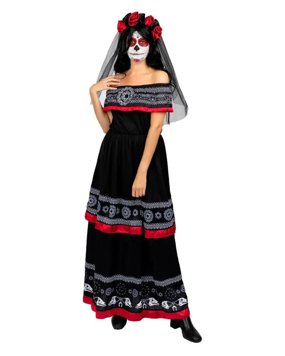 Funidelia Costume Catrina Donna M con Velo Fiori