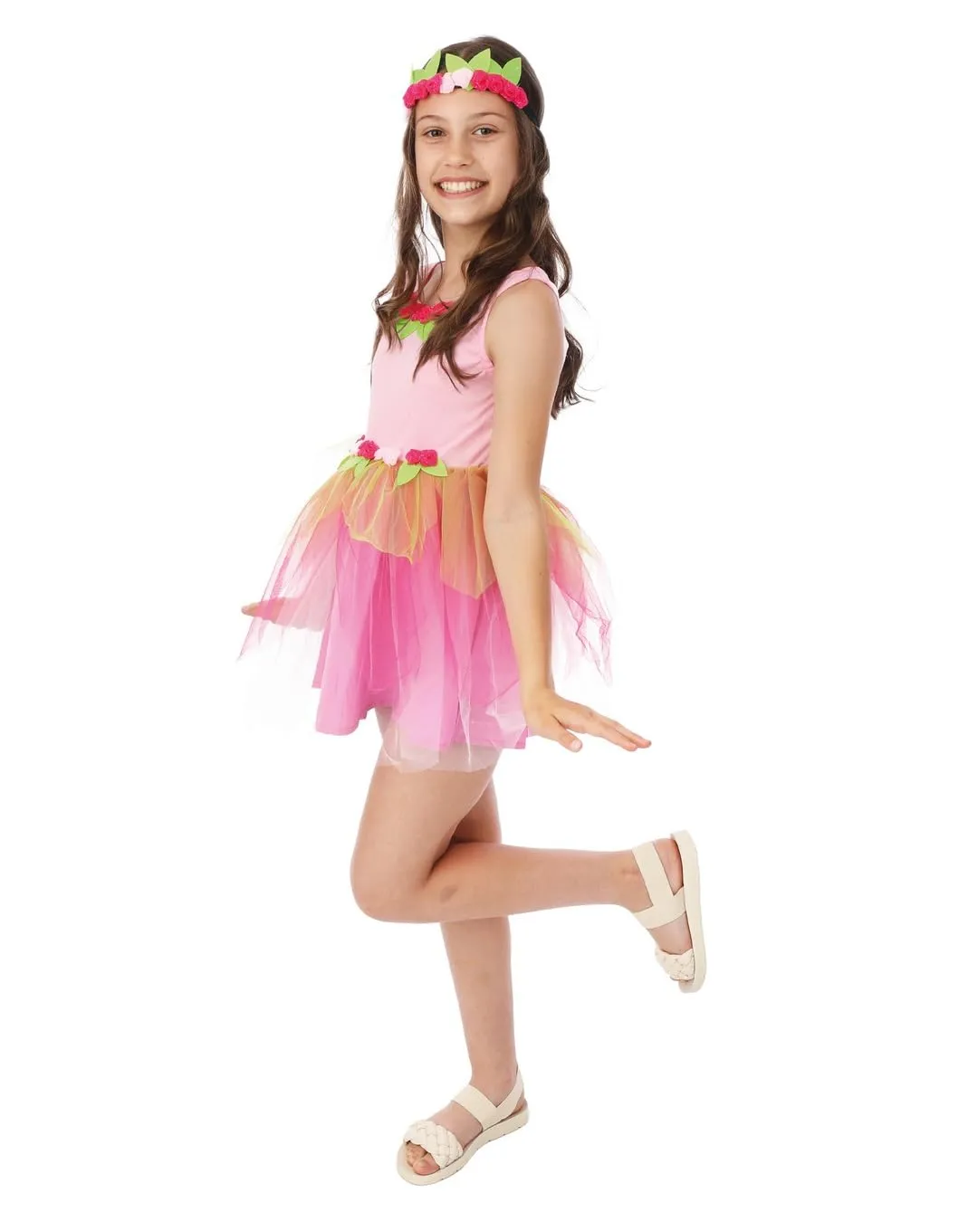 P'tit Clown costume fata rosa 7-9 anni con fascia