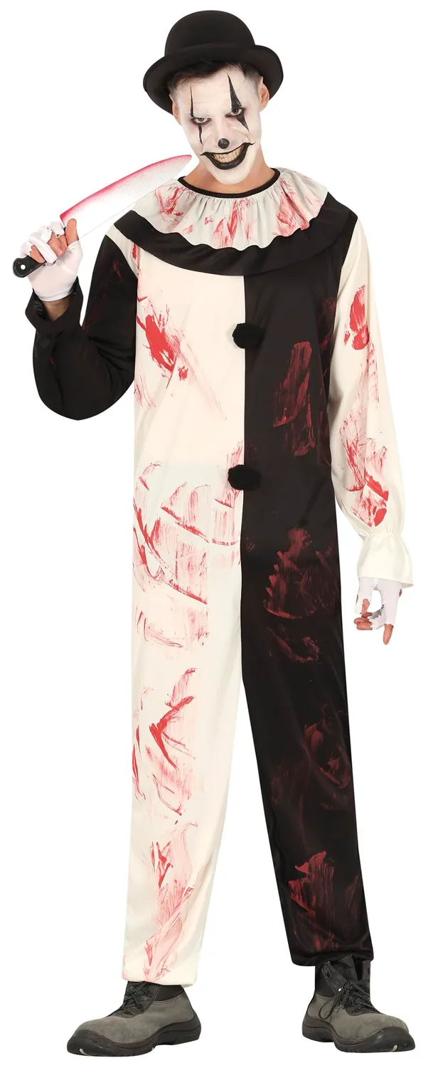 Guirca Costume Clown Terrificante Bianco Nero Taglia L