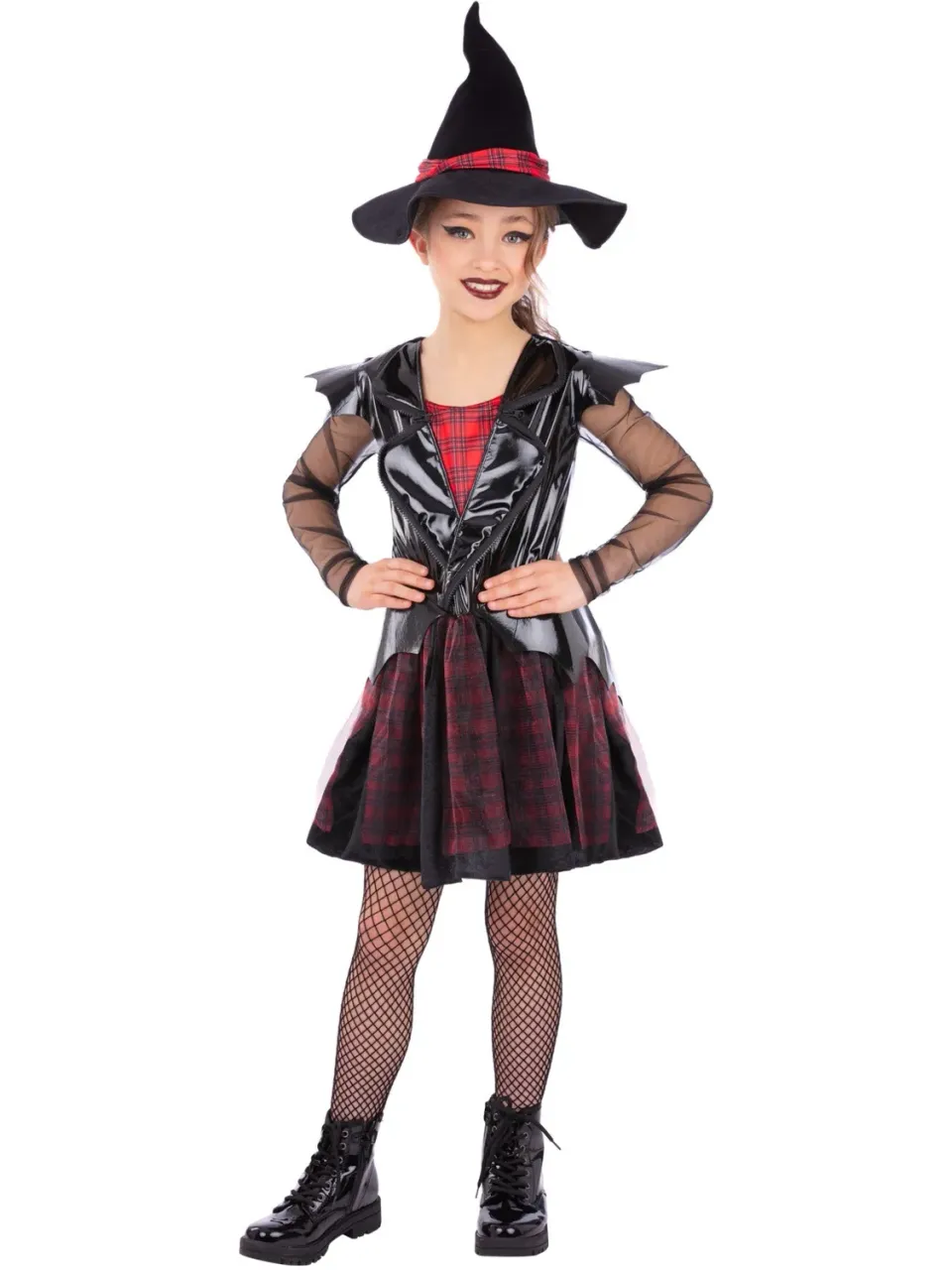Smiffys Punk Witch costume strega bambina 10-12 anni tartan
