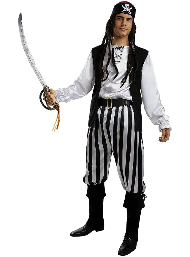 Funidelia Costume pirata a strisce uomo taglia L multicolore