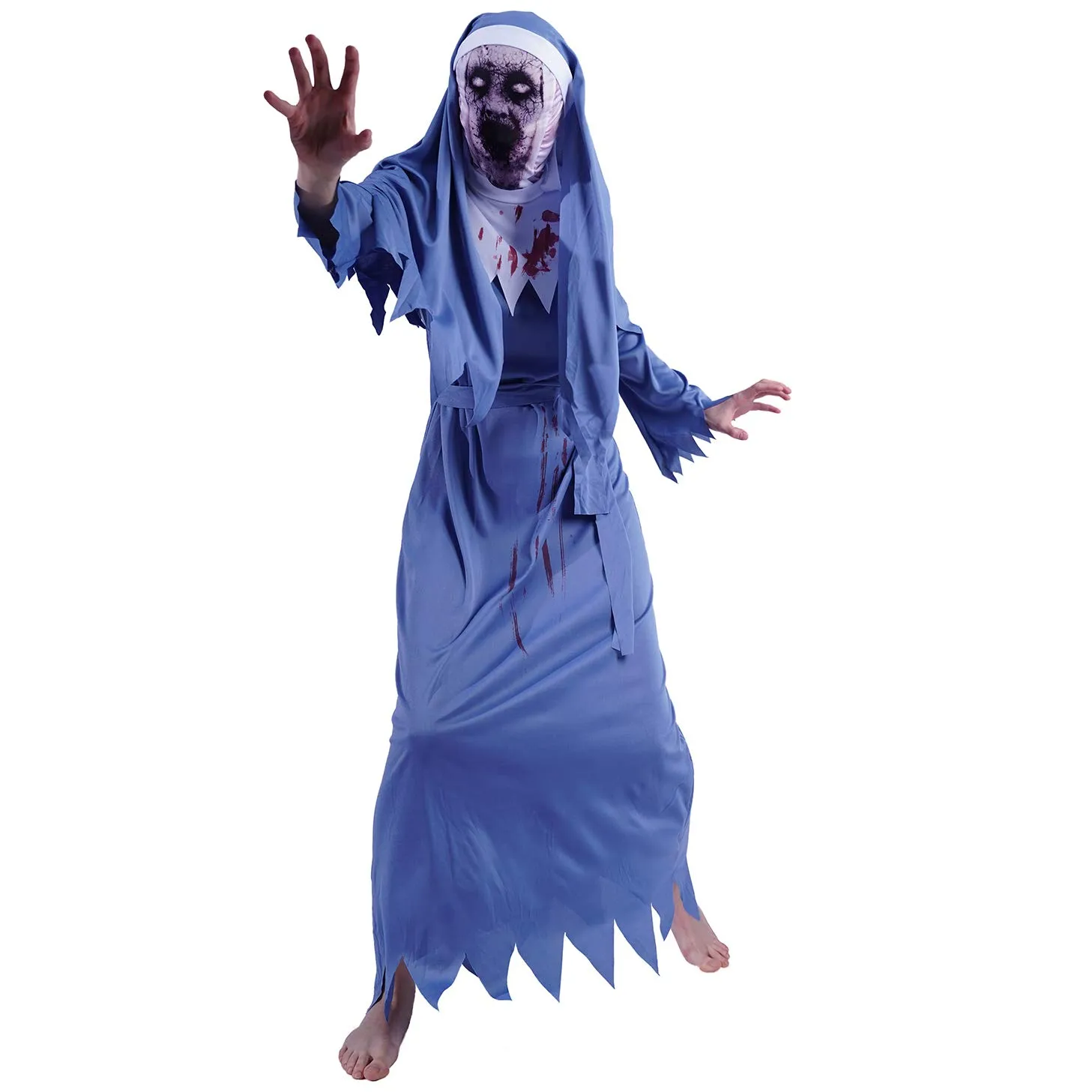 SEA HARE Suora Sanguinante Costume Donna Blu Horror Halloween