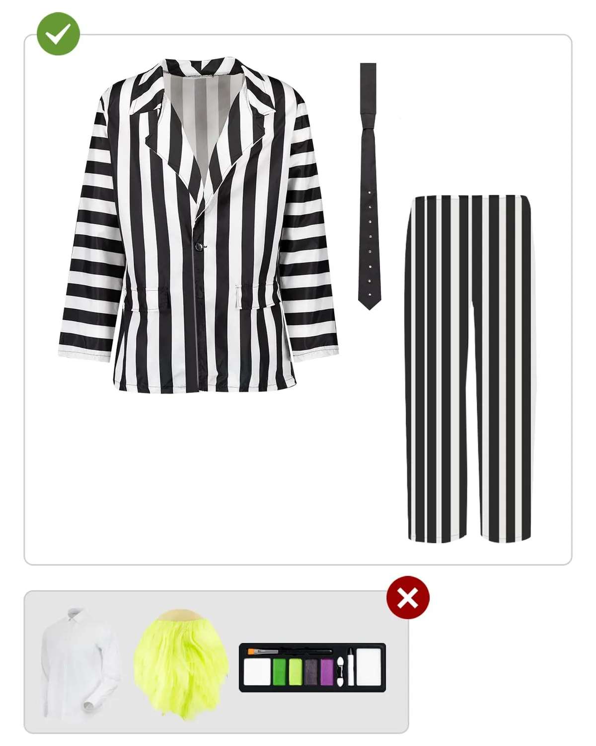 Funidelia Beetlejuice Costume Uomo a Righe M
