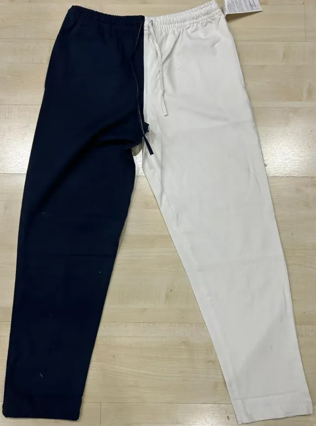 La Bottega di Merlino Pantaloni Elastico pantalone blu bianco XL