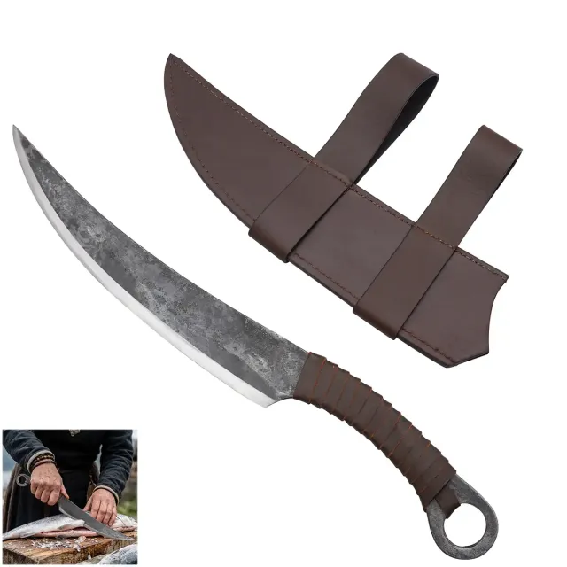 La Bottega di Merlino coltello da caccia in acciaio con fodero