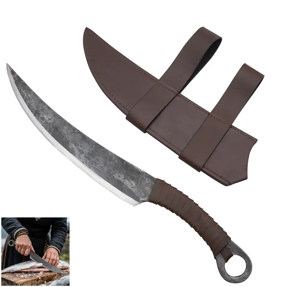 La Bottega di Merlino coltello da caccia in acciaio con fodero