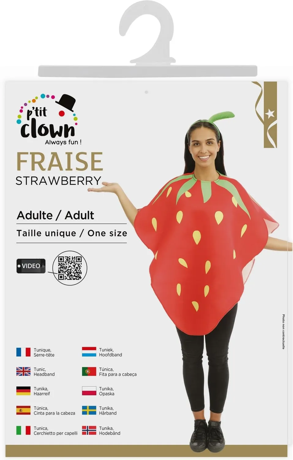 P'tit Clown 23924 costume fragola adulto rosso unica