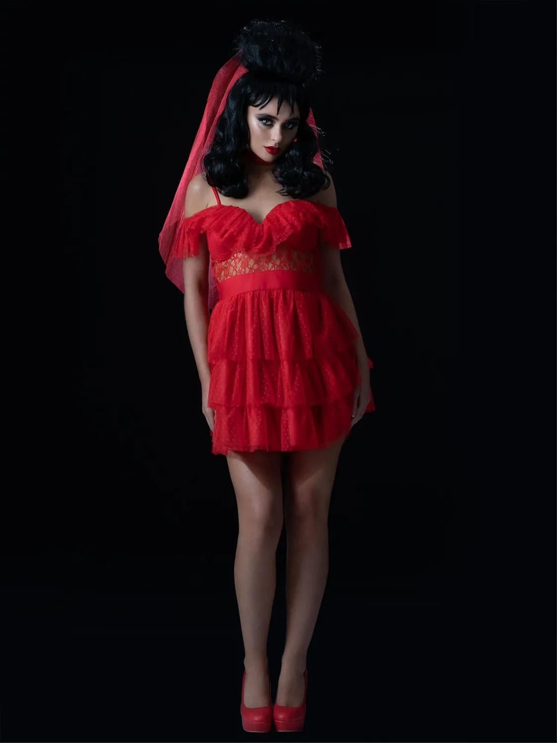 Smiffys Beetlejuice Lydia costume sposa rosso XS-L