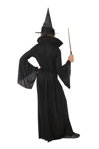 P'tit Clown Strega costume bambina 10-12 anni nero con cappello