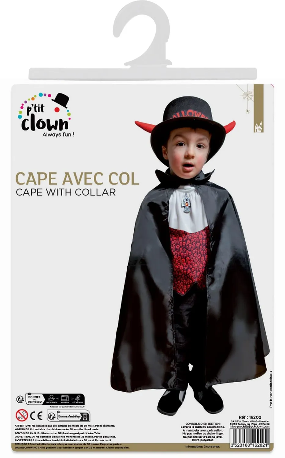 P'tit Clown 16202 Mantello Nero Bambini 67 cm Poliestere