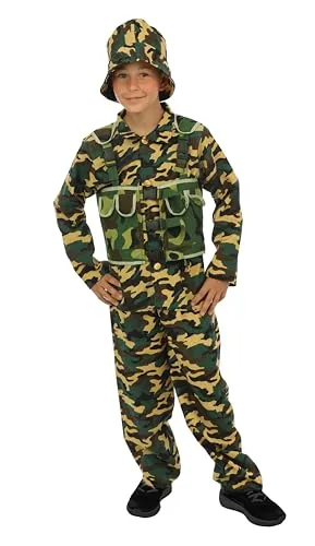 P'tit Clown Soldato costume bambino mimetico 10-12 anni