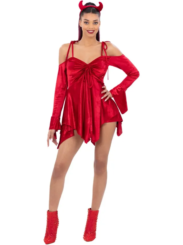 Smiffys Devil costume diavola donna rosso con corna