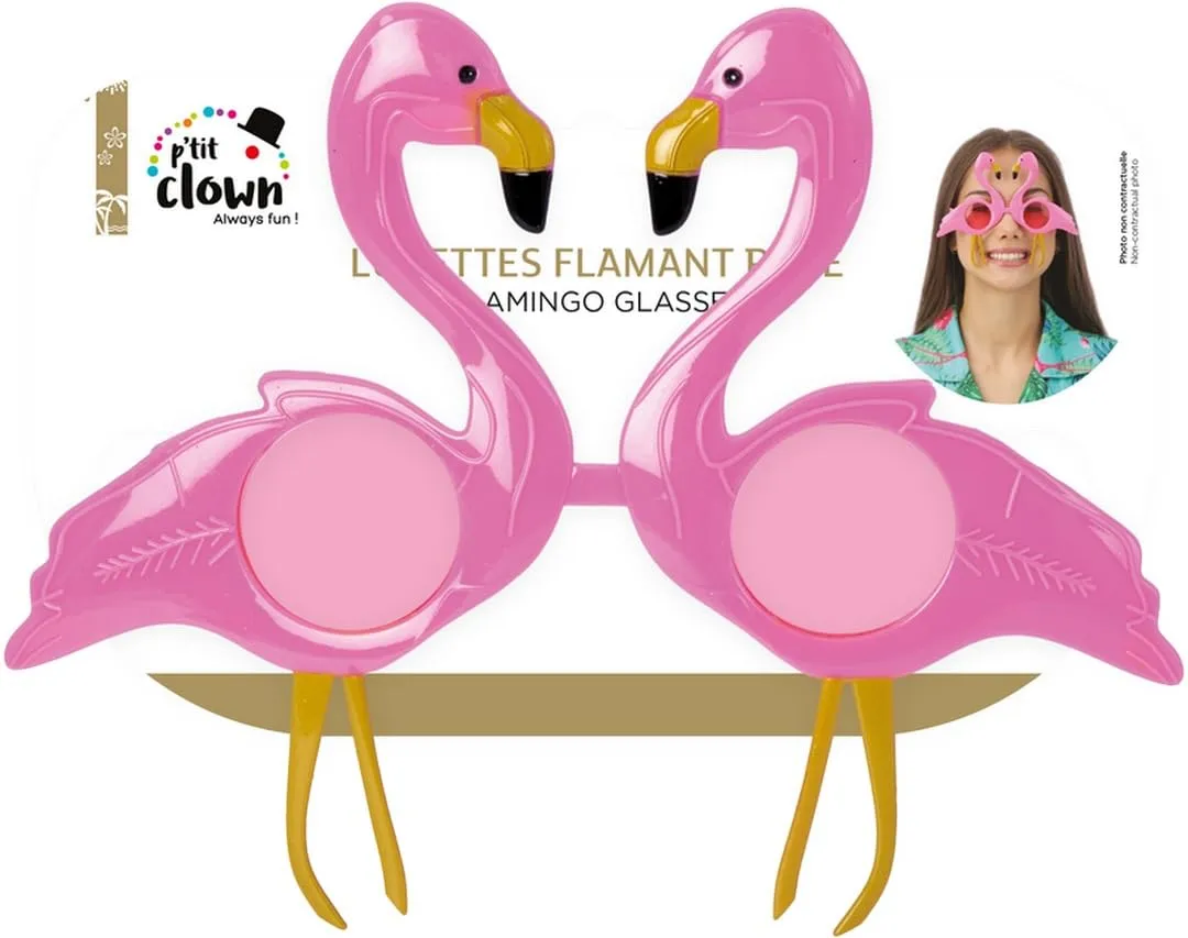 P'tit Clown Occhiali Festa Fenicottero Rosa Adulti Plastica