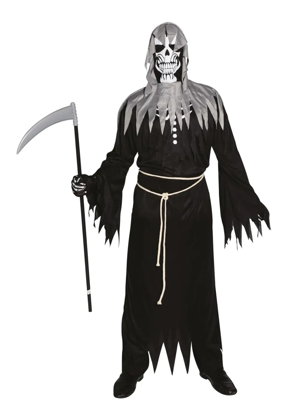 P'tit Clown Scheletro della Morte costume uomo S/M nero teschio