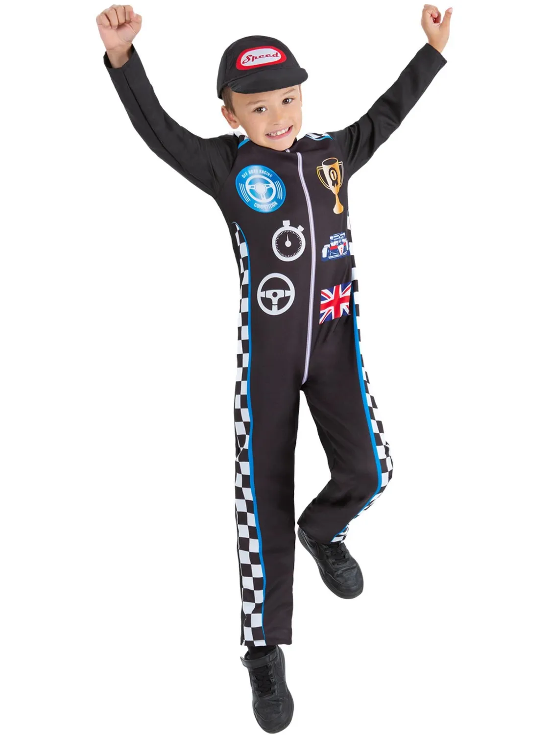 Smiffys Pilota Auto Costume Bambino 7-9 Anni Tuta + Cappello