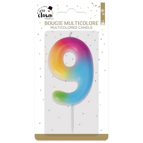 P'tit Clown 23949 candelina compleanno multicolore numero 9