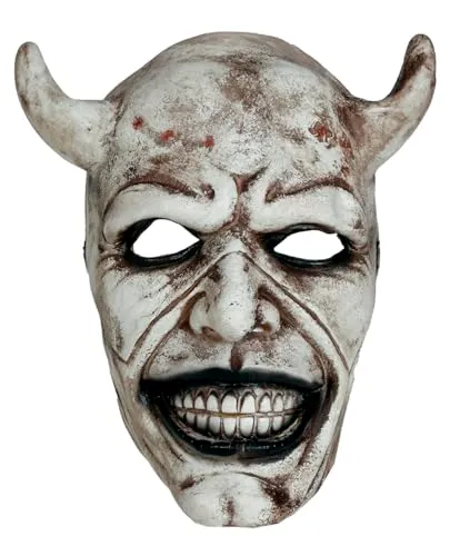 Guirca maschera demone adulto bianco grigio viso intero