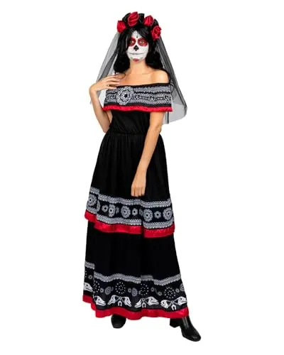 Funidelia Costume Catrina Donna M con Velo Fiori