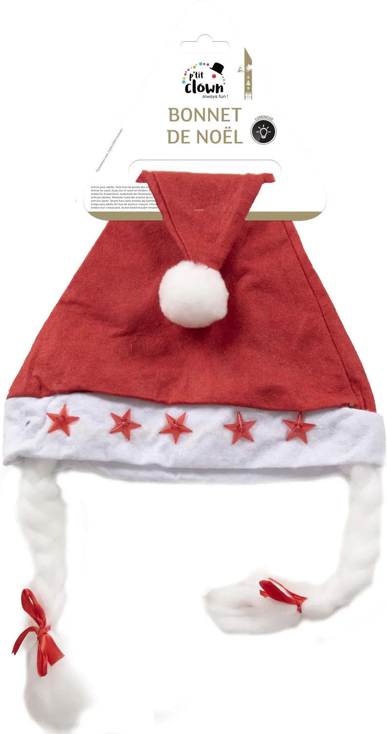 P'tit Clown cappello Mamma Natale luminoso con trecce