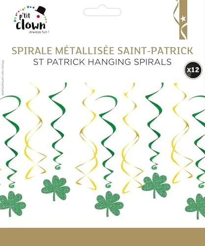 P'tit Clown 23236 spirali trifoglio metallizzate 12 pz San Patrizio