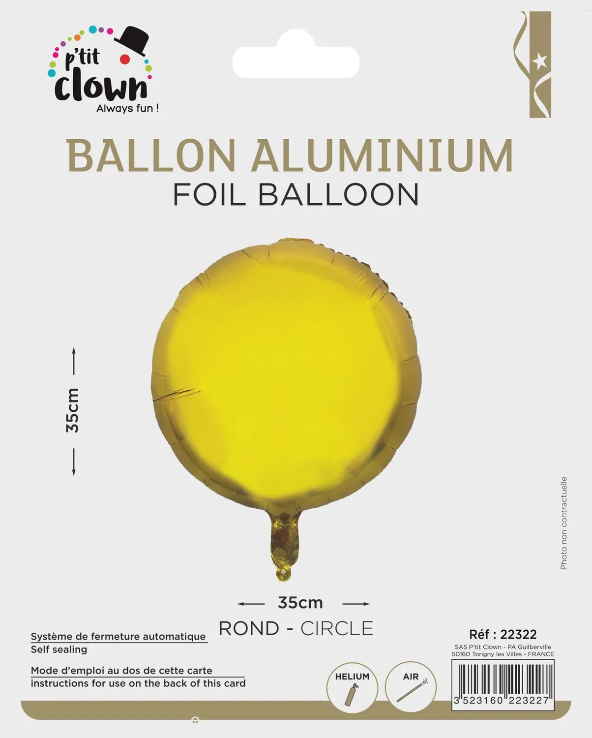 P'tit Clown palloncino alluminio rotondo oro festa