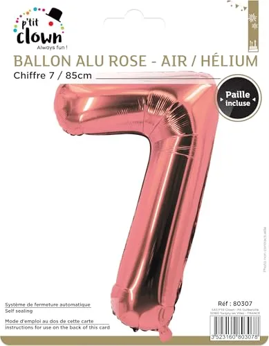 P'tit Clown 80307 palloncino numero 7 oro rosa 85 cm