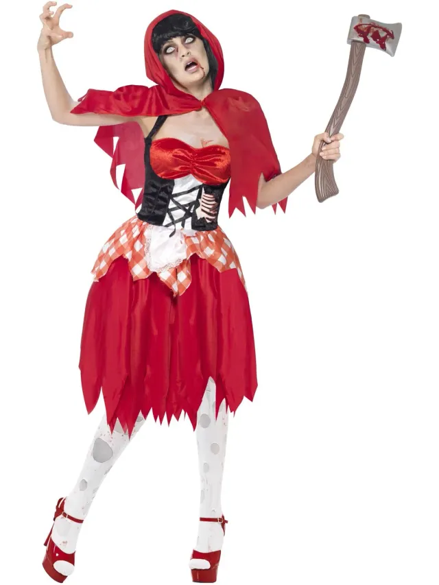 Smiffys Zombie Hooded Beauty costume donna rosso horror