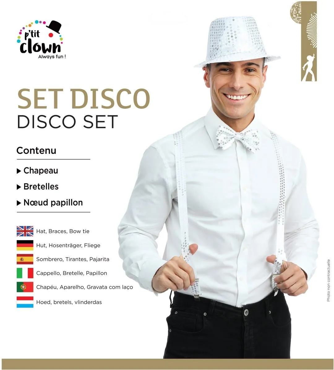 P'tit Clown 66680 Set Accessori Argento Costume Adulto