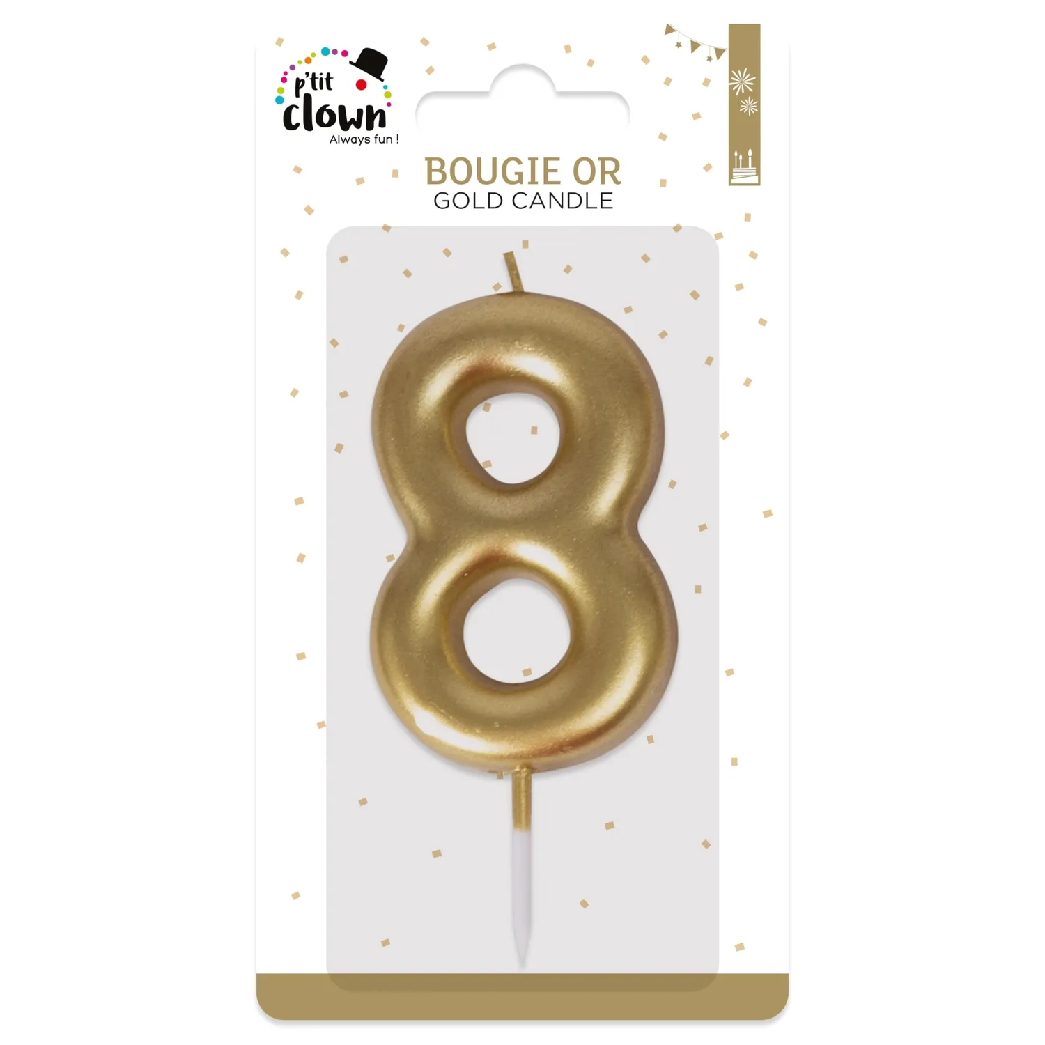 P'tit Clown 23938 candela compleanno oro numero 8