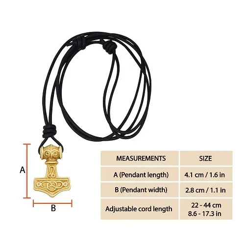 La Bottega di Merlino Mjolnir collana martello Thor ottone pelle
