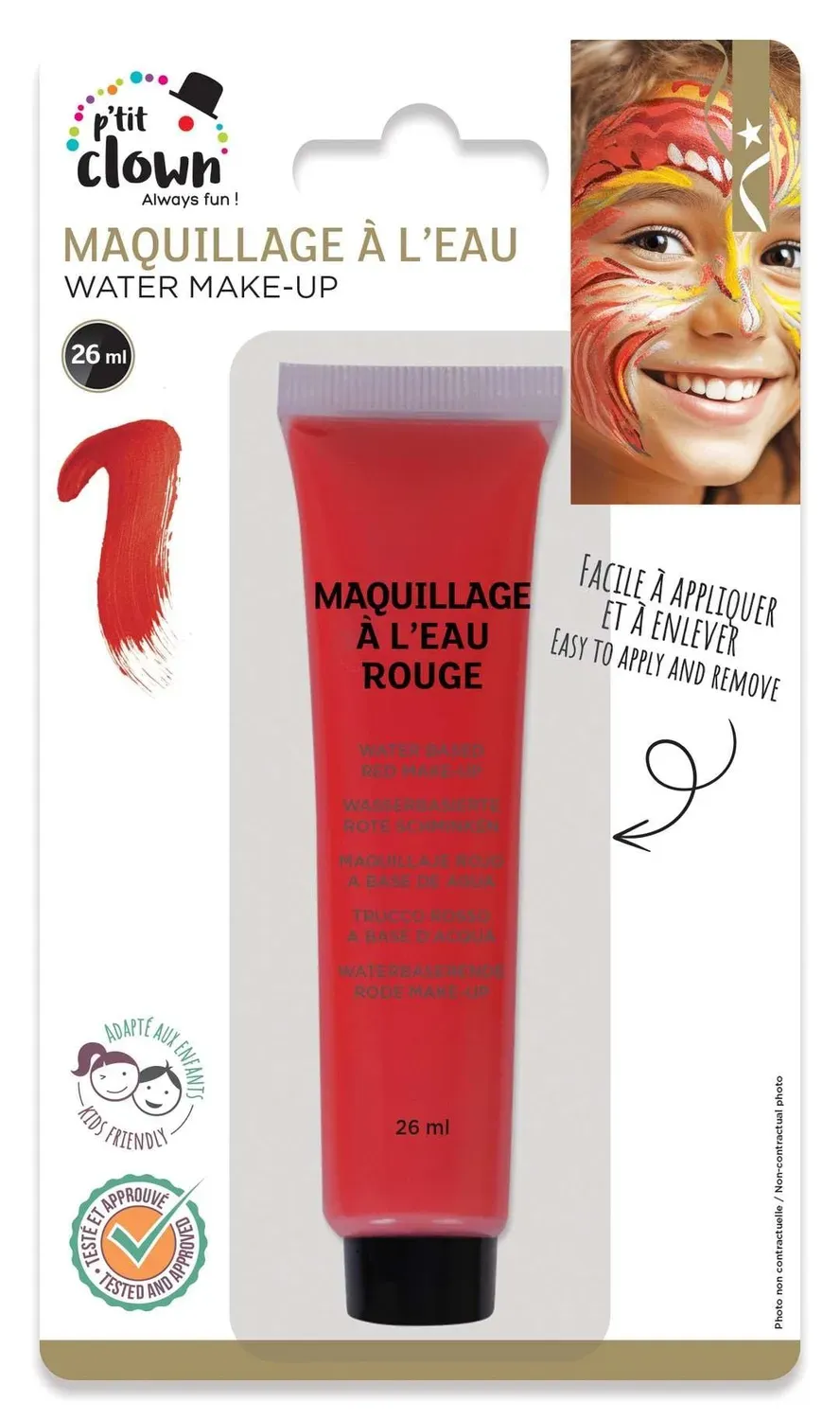 P'tit Clown RE81783 trucco rosso con pennello Carnevale