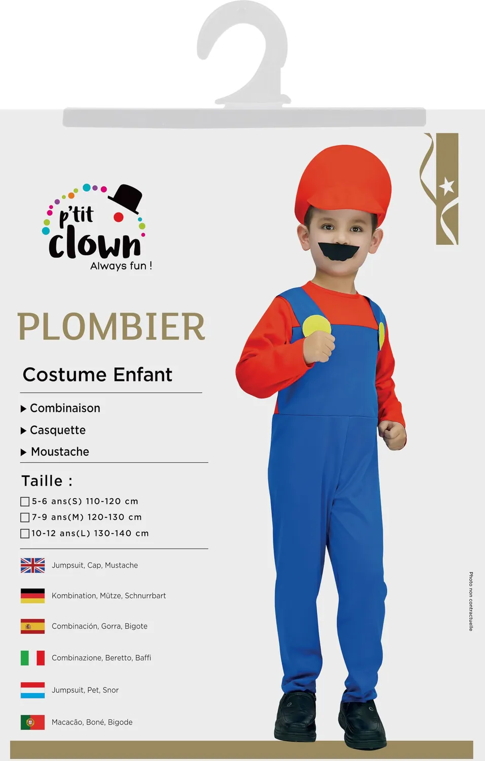 P'tit Clown costume idraulico bambino blu 10-12 anni