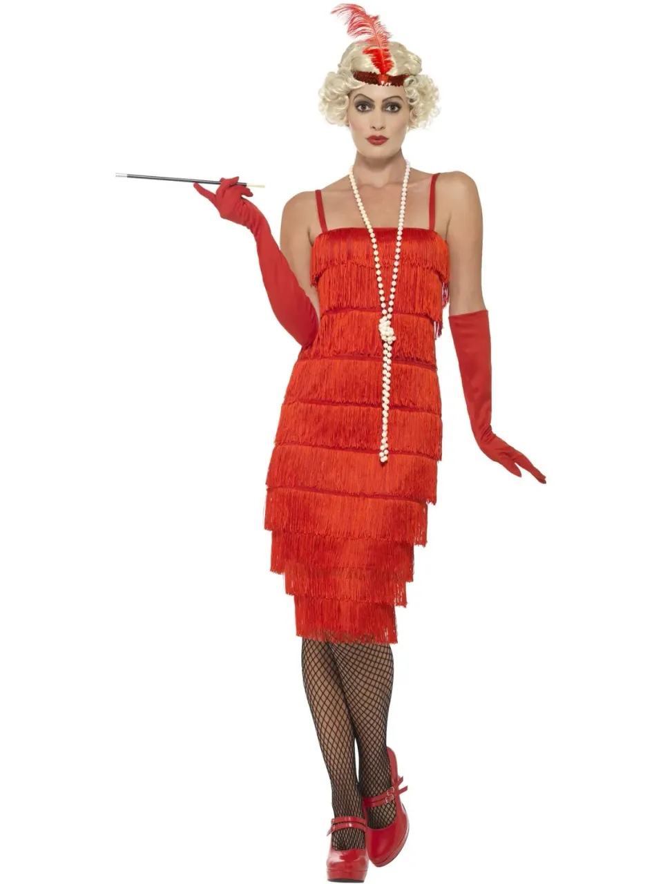 Smiffys Flapper costume donna rosso frange lunghe
