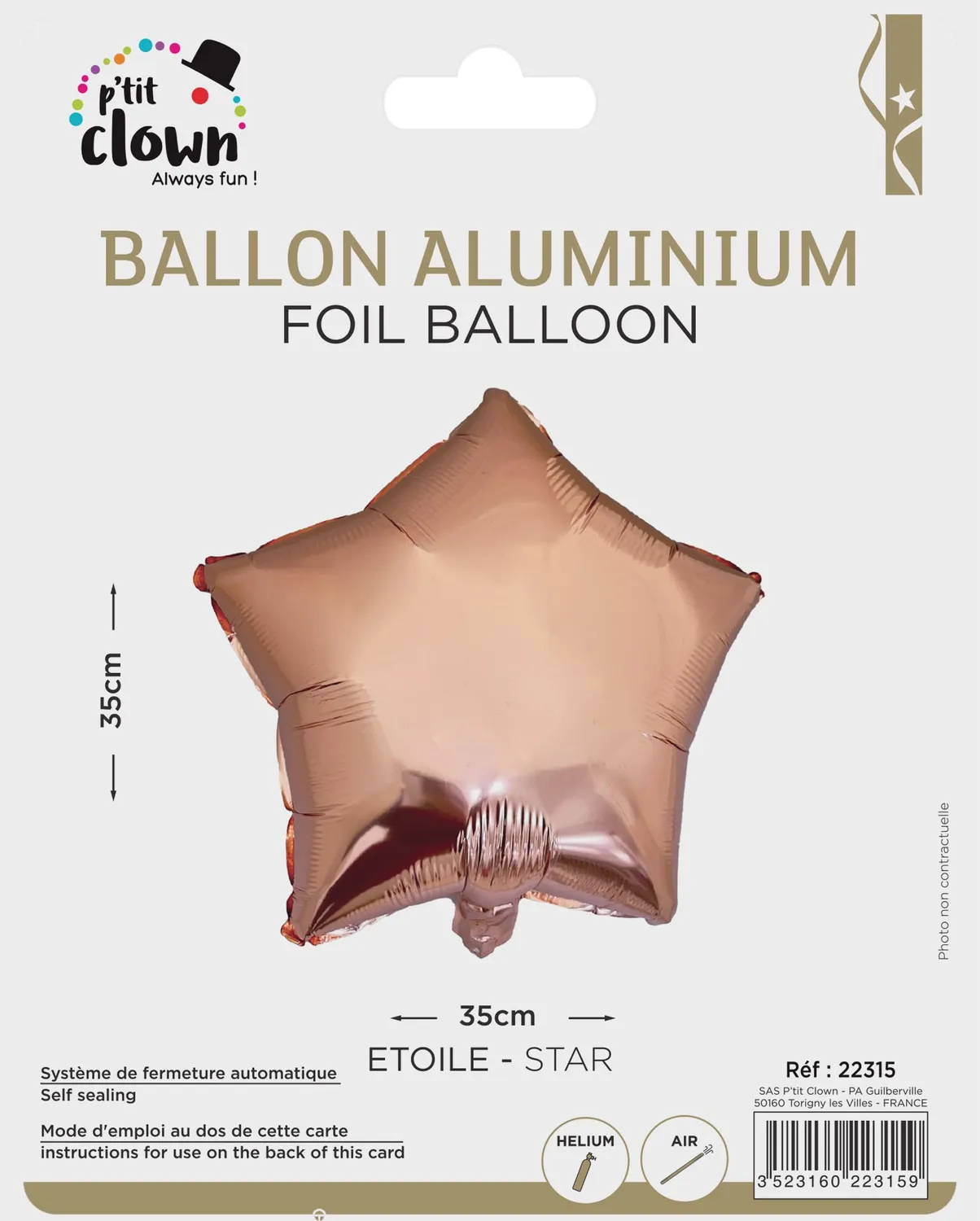 P'tit Clown Palloncino Stella Oro in alluminio