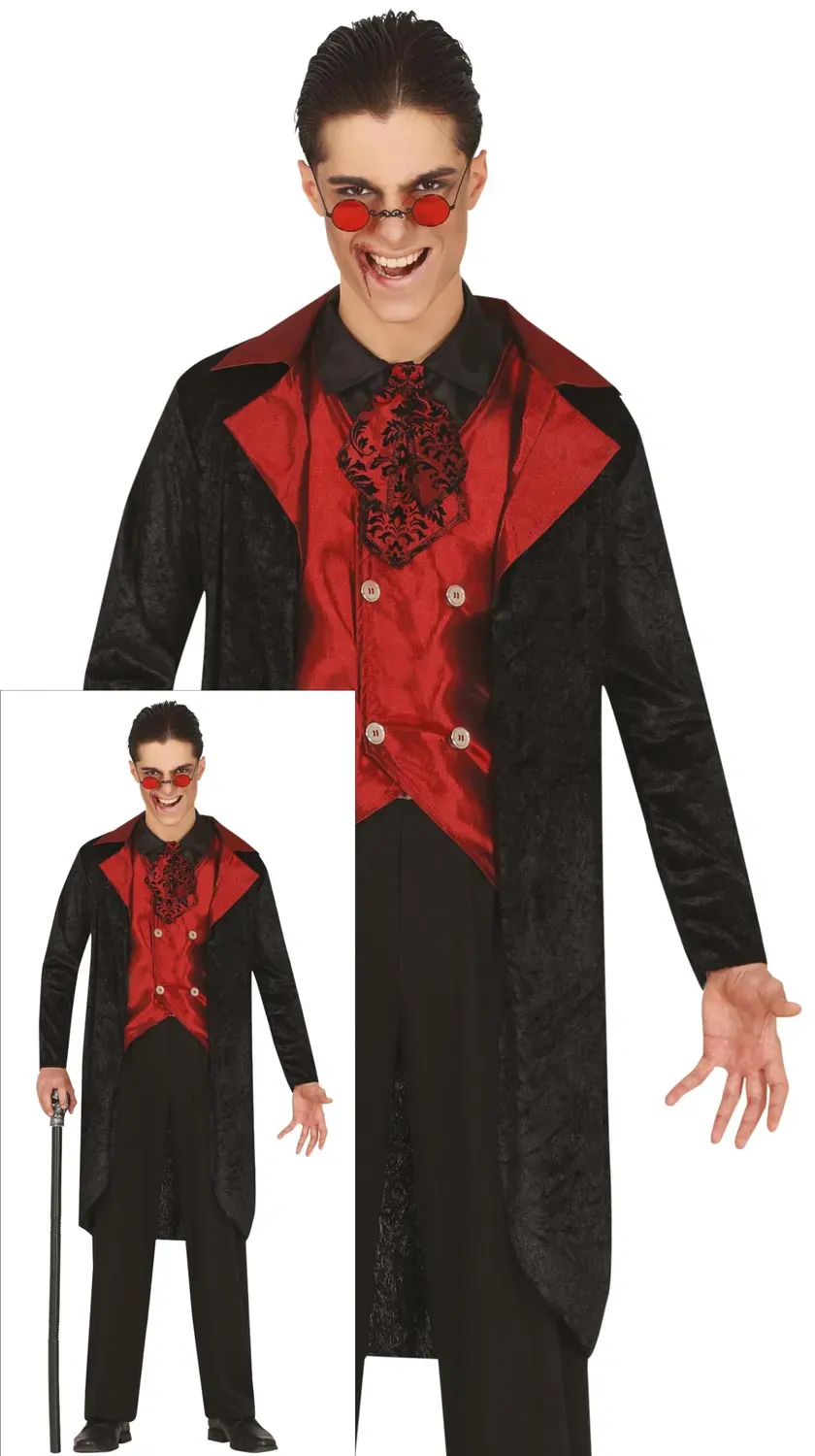 Fiestas Guirca Vampiro costume uomo L 52-54 nero granata