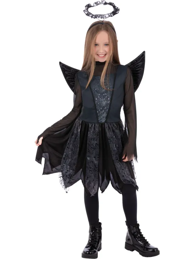 Smiffys Dark Angel costume bambina nero 10-12 anni
