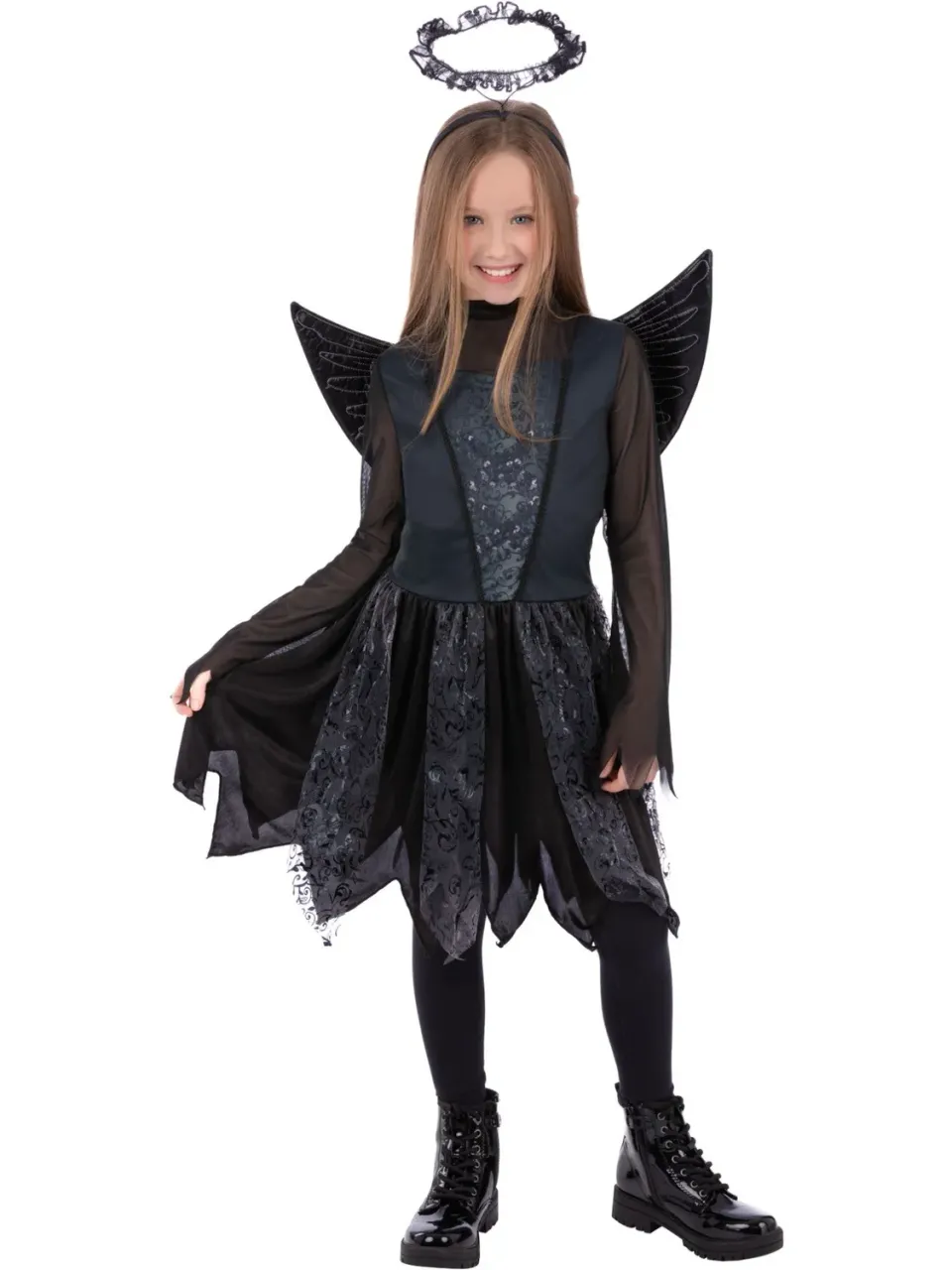 Smiffys Dark Angel costume bambina nero 10-12 anni